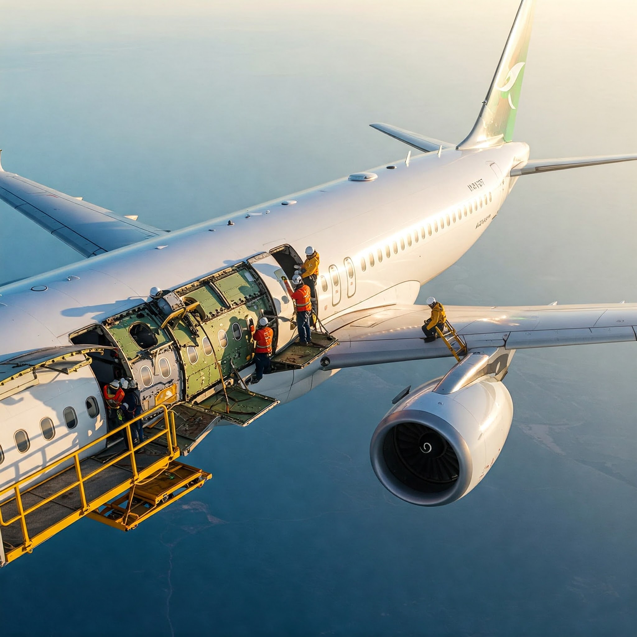 A plane being rebuilt while flying